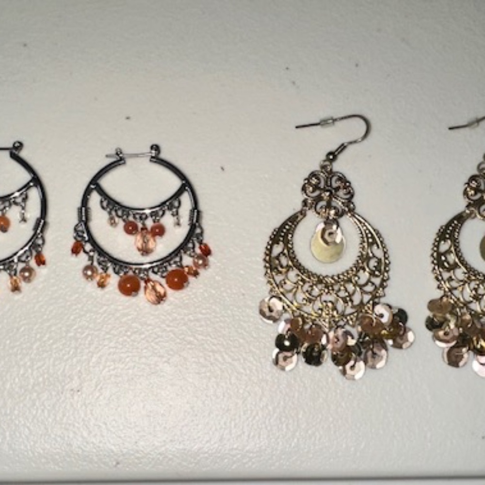 Brand new fashion earrings. Hoop, Chandelier. Silver, gold metal. Vintage Y2K